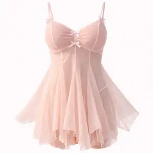 Custom Sexy Women Floral Satin Lace Breathable Smooth Soft Elegant Fashion Nightdress OEM ODM Lingerie Front Logo Nylon 3XL