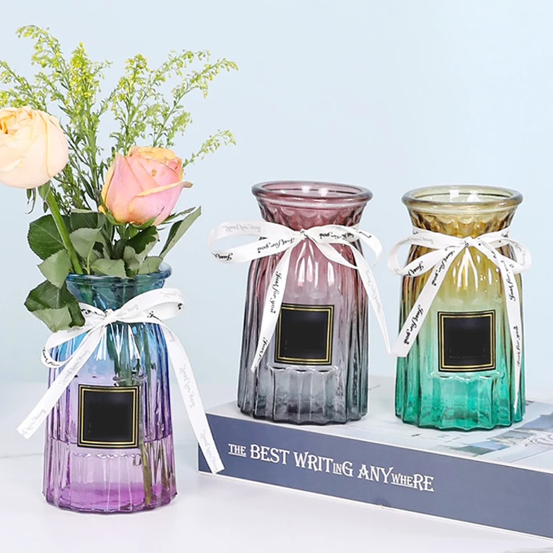 Wholesale Customized Luxury Transparent  Cylinder Modern Glass Flower Vase Contemporary Design for Wedding Party Ornaments