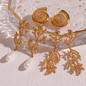 Minimalist Pearl & Gold Earrings Waterproof 18K Plated Stainless Steel Daily Wear Jewelry for Women