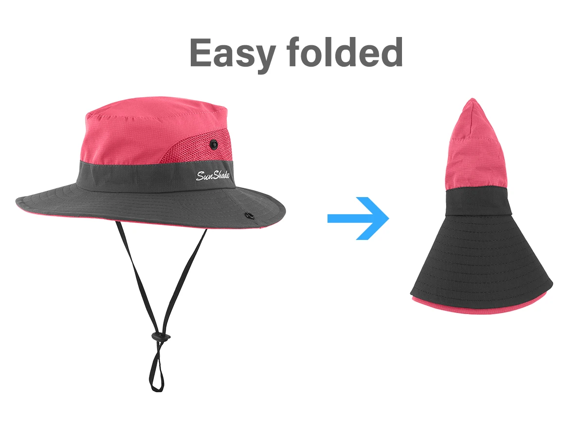 Womens Sun Protection Hats With Ponytail Hole Wide Brim UV 