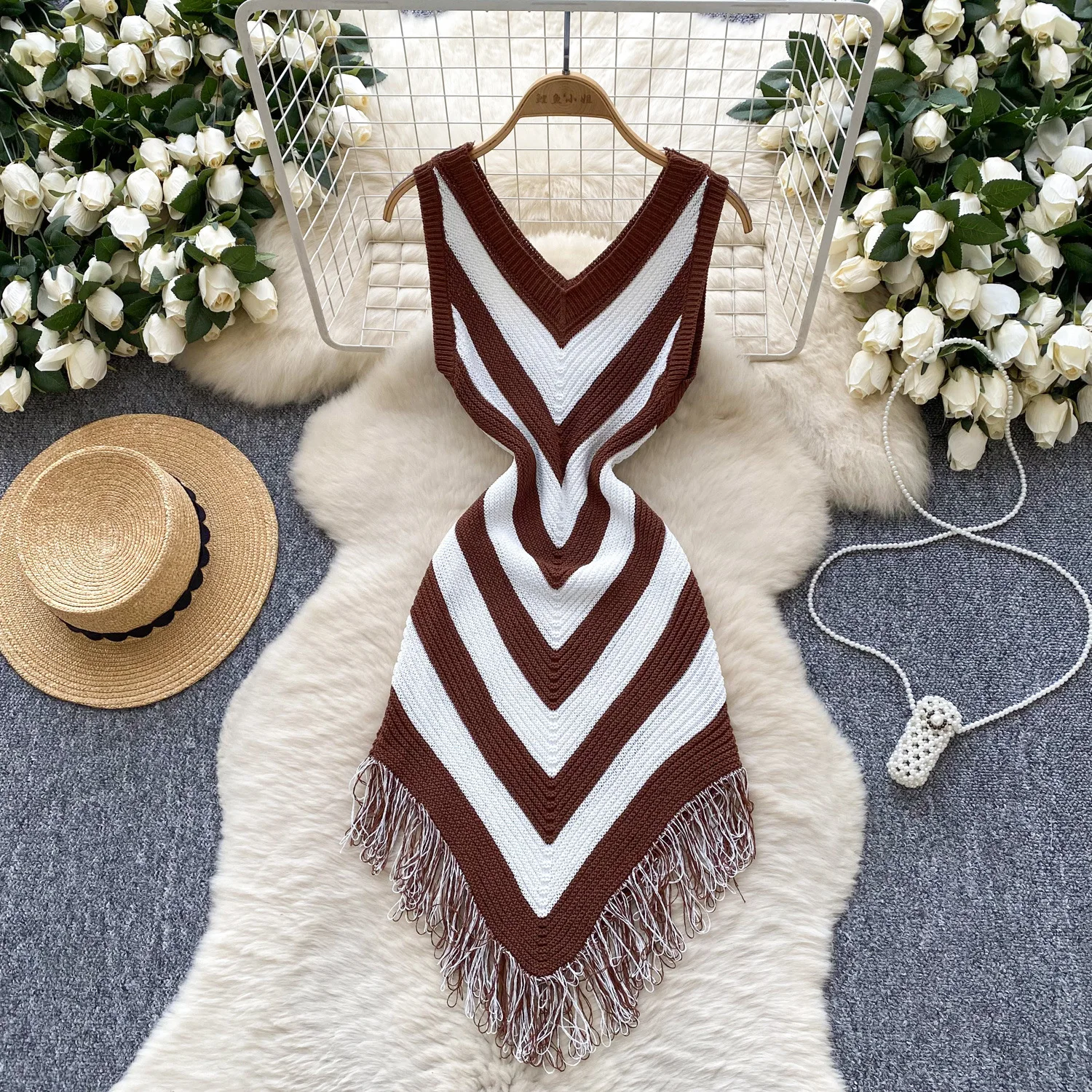 knit open back maxi dress Melodie Halter Knit Maxi Dress / Purple | MESHKI main image 0
