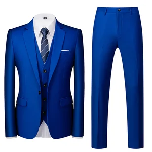 Mens Business Suit Host Emcee Wedding Groom Solid Color Three Piece Suit Plus Pants Modern Multicolor Men's Suits
