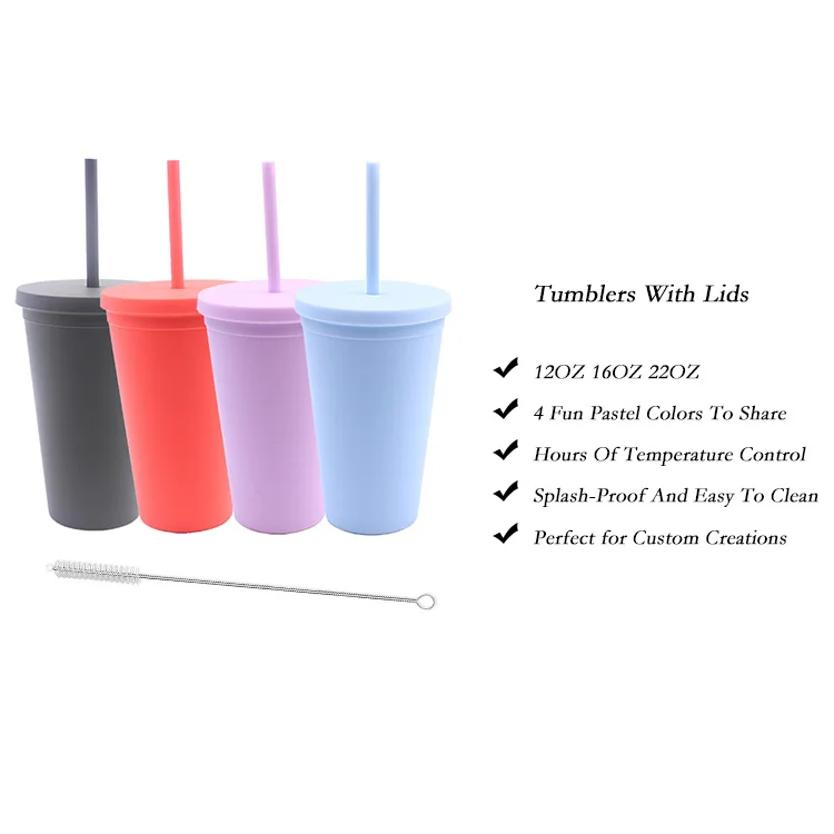 Color Changing Cups Tumblers with Lids - 4Pcs 16oz Pastel Colored