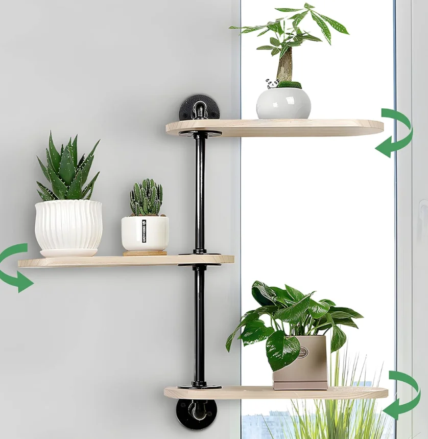 Rotating Window Plant Shelves for Optimal Light Exposure, Wooden Window  Shelf for Plants, Stylish and Functional Plant Stand