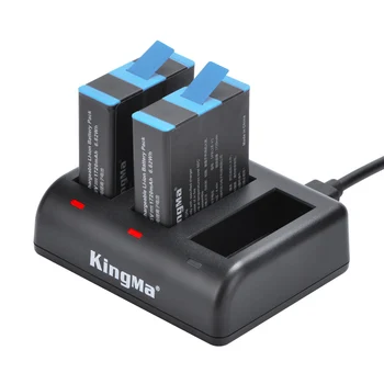 Kingma-	BM060-AHDBT-901+ Battery Kit Lithium Battery (Two Pack) and Triple Usb Charger for Gopro Hero 12 11 10 9 Camera