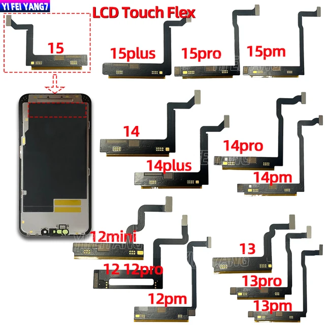 100% A Working LCD Touch Screen Image Flex Cable For iphone 11 12 13 14 mini pro max 11p 12p 13p 14p 15p pm lcd flex