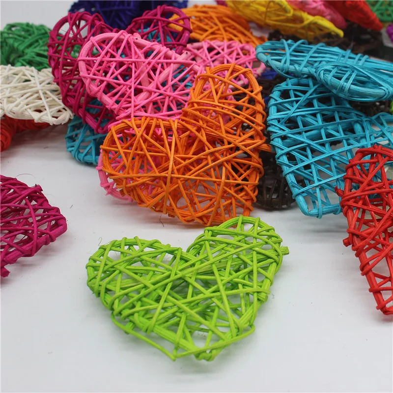 Solar Rattan Heart 10pcs 7cm Colorful Rattan Heart Takraw Diy Rattan Ball Home Garden ...