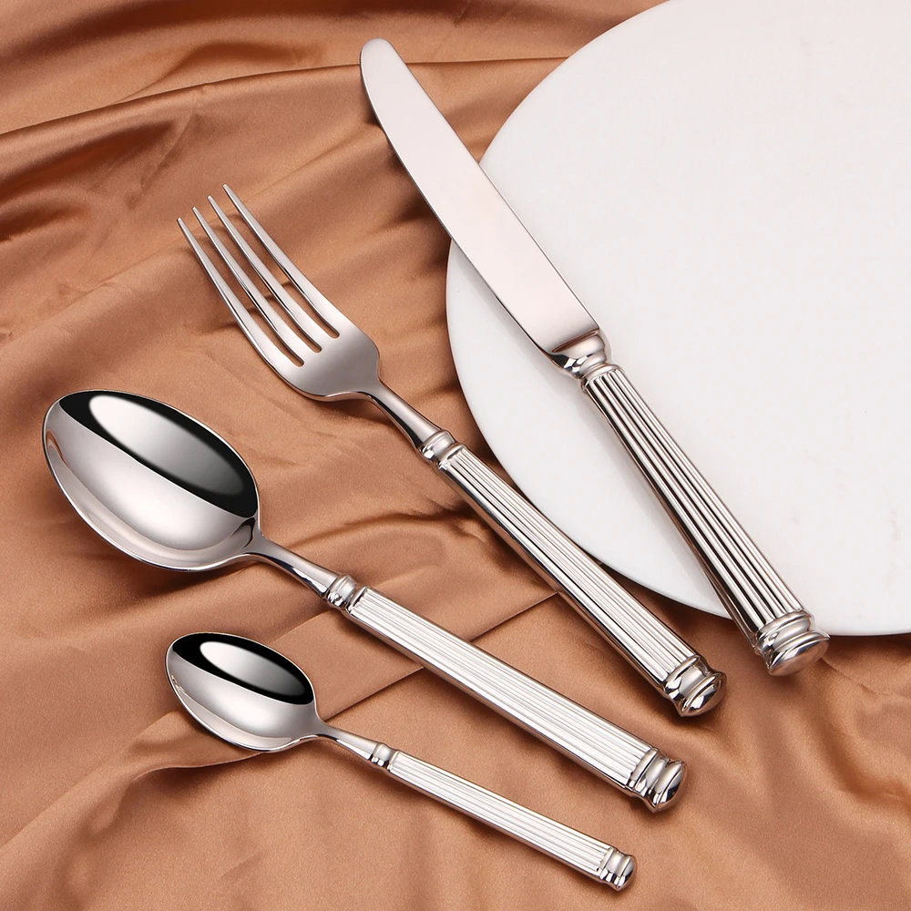 High End 18-10 Flatware Set Luxury 18-10 Stainless Steel Heavy Duty Cutlery Set Solid Fork Spoon for Home Kitchen Restaurant