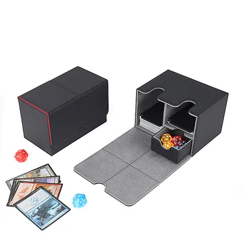 Premium PU Leather Card Deck Box Large Size Fit for 100+Single Trading Commander Compatible with Mtg Card Deck Box