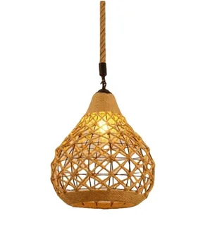 Creative Light Garden Twine Woven Light Cottage Living Room Light Bedroom Creative Dining Room Bamboo Woven Chandelier