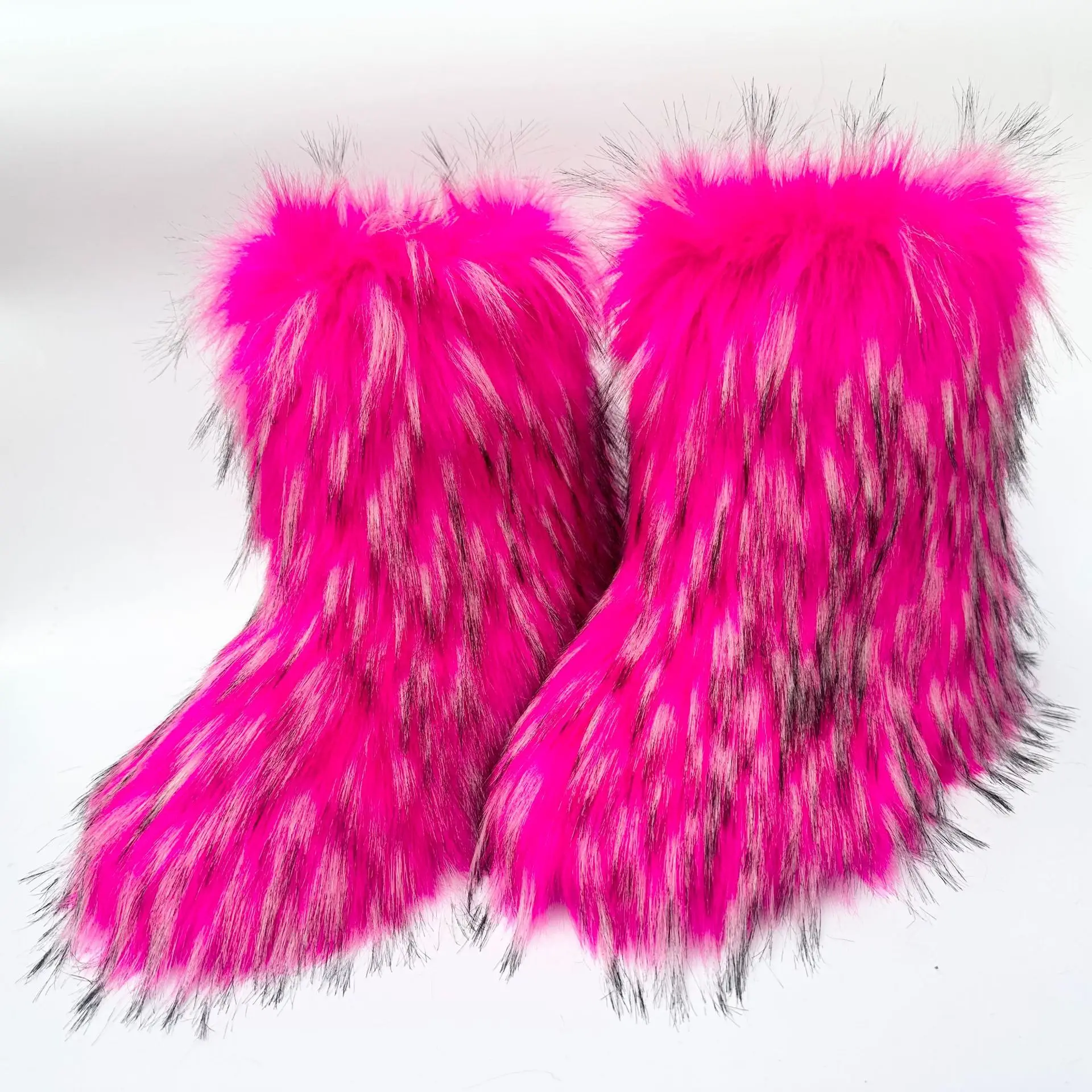 Autumn And Winter Women Fluffy Faux Fox Fur Boots Ladies Plush Warm Snow Boots Multicolored Fashion Winter Short Boots - Image 2