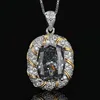 Black and gray pendant with box chain