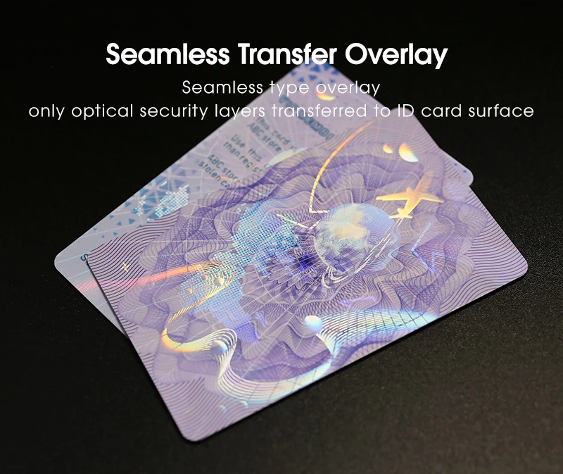 Seamless Id Card Hologram Transfer Overlay For Edge To Edge Lamination