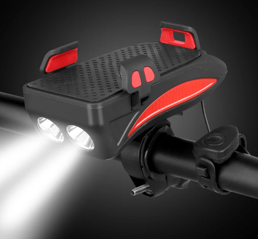 4 в 1 велосипедный держатель для телефона кронштейн велосипедной передней светодиодной подсветки внешний аккумулятор USB с громкоговорителем велосипедное