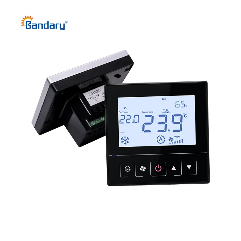 Bandary FC221-5DO relays control 3-stage fan programmable fan coil touch screen room thermostat