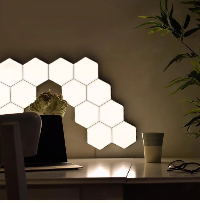 1-24 PCS Touch Sensor LED Night 2024 Light Sensitive Hexagonal LED Quantum Lamp Modular Hexagons Creative Decoration