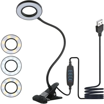 New Model 48 LEDs Desk Lamp USB Rechargeable Clip Book Light Flexible Eye Protection Reading Light 3 Level Brightness Adjustable