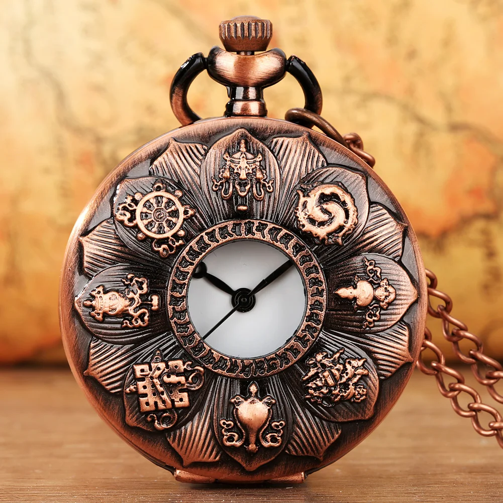 Shurangama Mantra Buddhism Antique Metal Pendant Clock