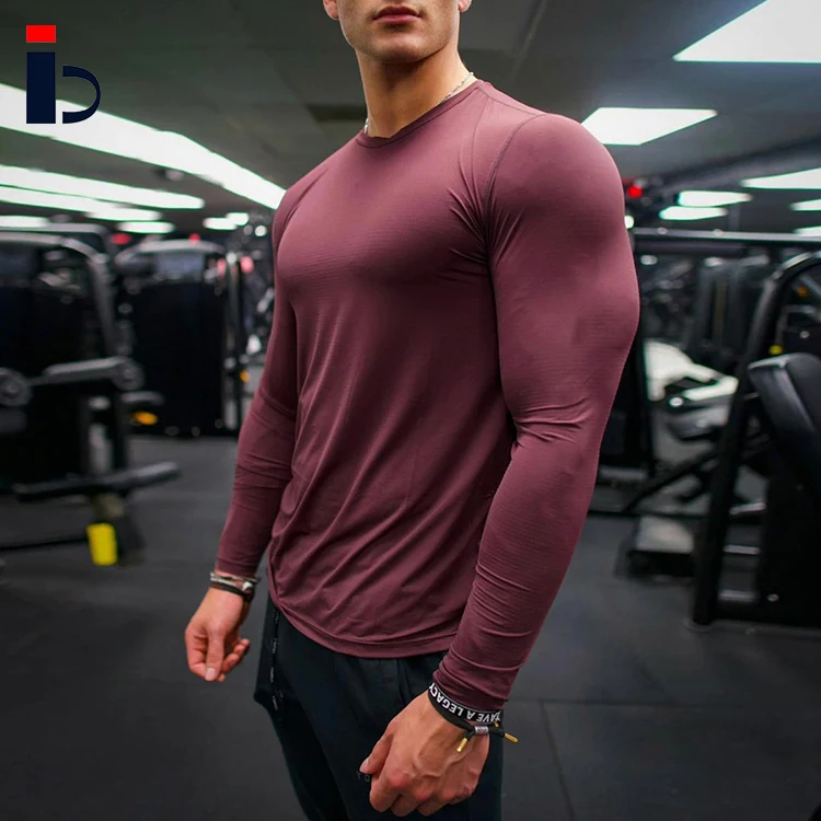 New Design Custom Soft Jogging Gym Slim Fitted Quick Dry Compressive Tee  Shirt Sweat-Wicking Long Sleeves Sports Men's T Shirts