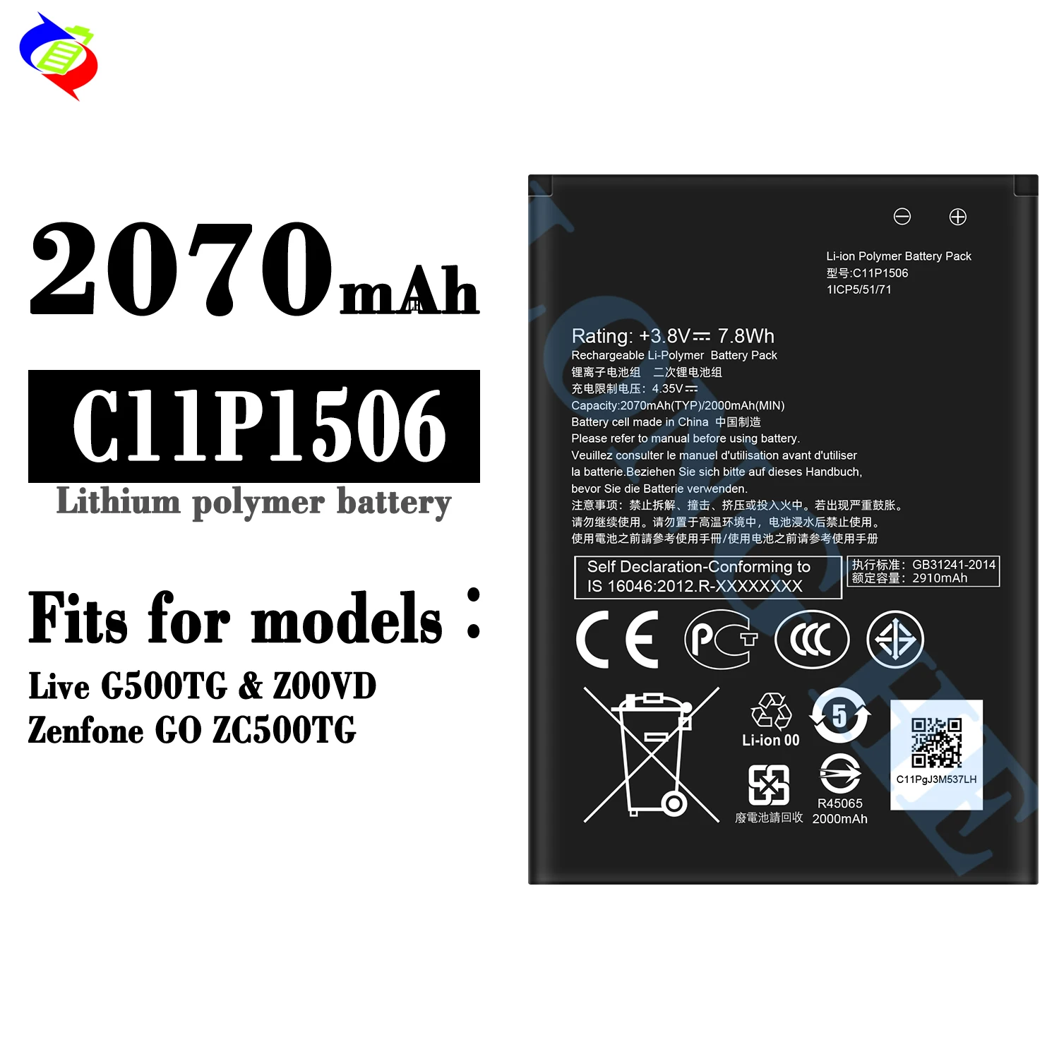 Batterie ASUS C11P1506 D’origine – 2070mAh Pour Live G500TG, Neuve Sous Blister