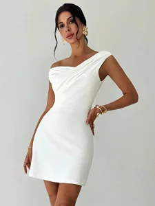 2025 New Women's Clothing Cross-Neck Sleeveless Double-Layer Fitted One-Piece Dress Solid Color Versatile Casual Women's Skirt