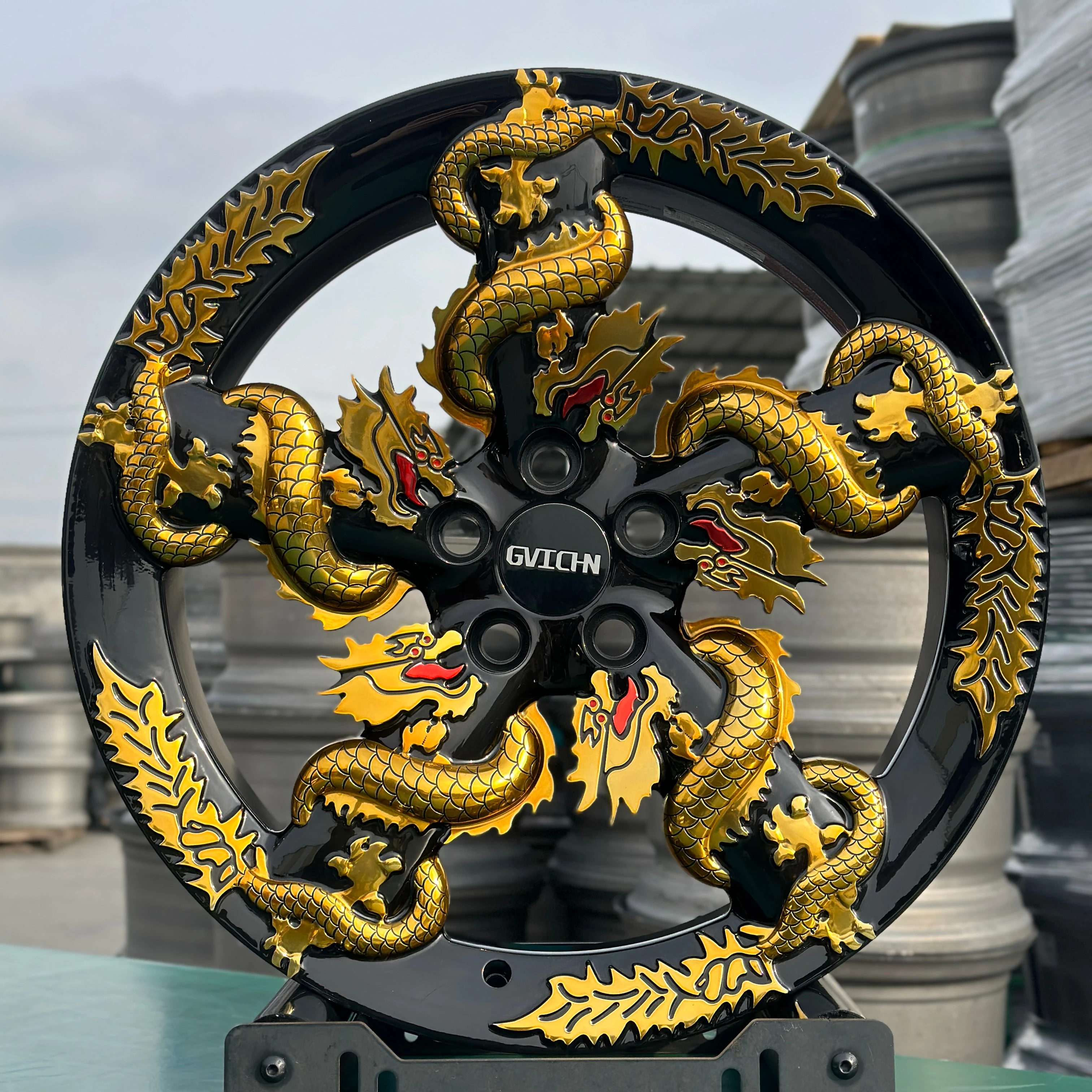 GVICHN one piece black with gold dragon forged wheel 16 - 30 inch aluminum alloy rims 5x112 5x114.3 5x120