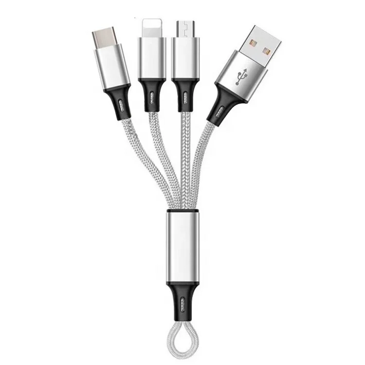 Wolhaiksong Logo 3 in 1 Charger USB Cable Multi Charging Cable Adapter with Type-C Android Cable/Micro USB Port Connectors Compatible with Cell Phones and More