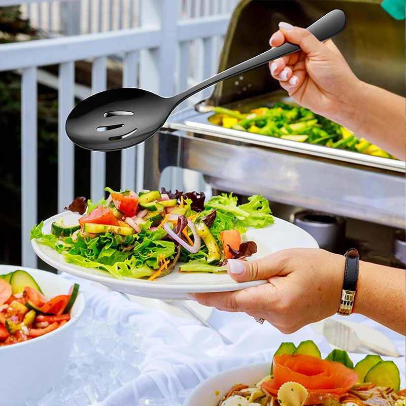 2 Cucchiai Da Portata In Acciaio Inox - Grandi Per Insalata, Zuppa E Buffet, 25 Cm