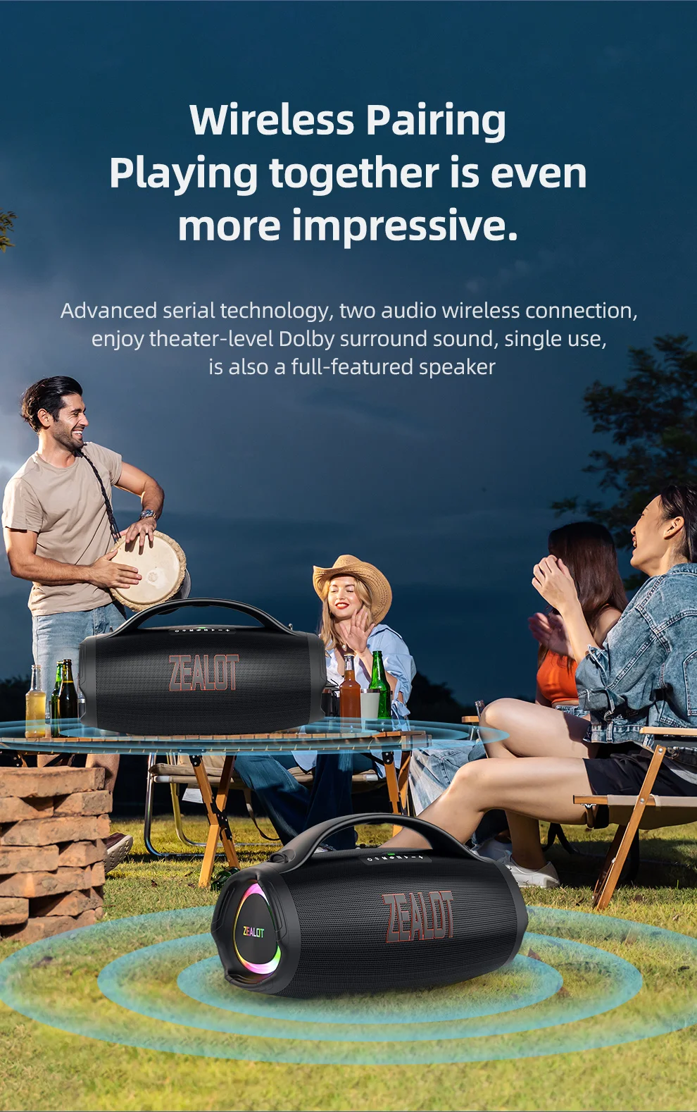 Hot Selling Bluetooth speaker 160watts powerful wireless speaker strong bass new Zealot Speaker S98