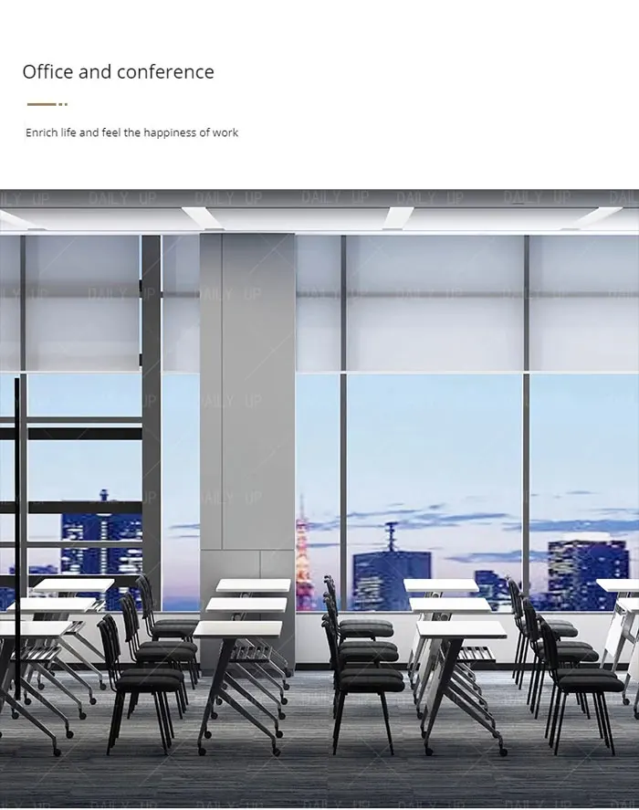 Stackable Upholstered Mesh Office Chair Ergonomic Padded Conference Chair With Breathable Backrest Thickened Sponge Cushion