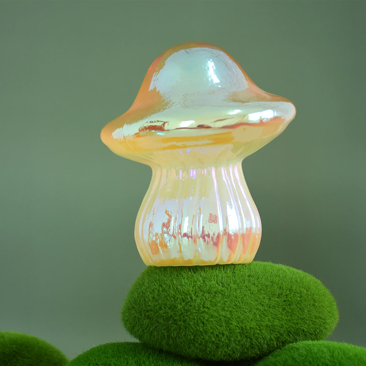 New Easter glass decorations battery operated lighting glass mushroom manufacture