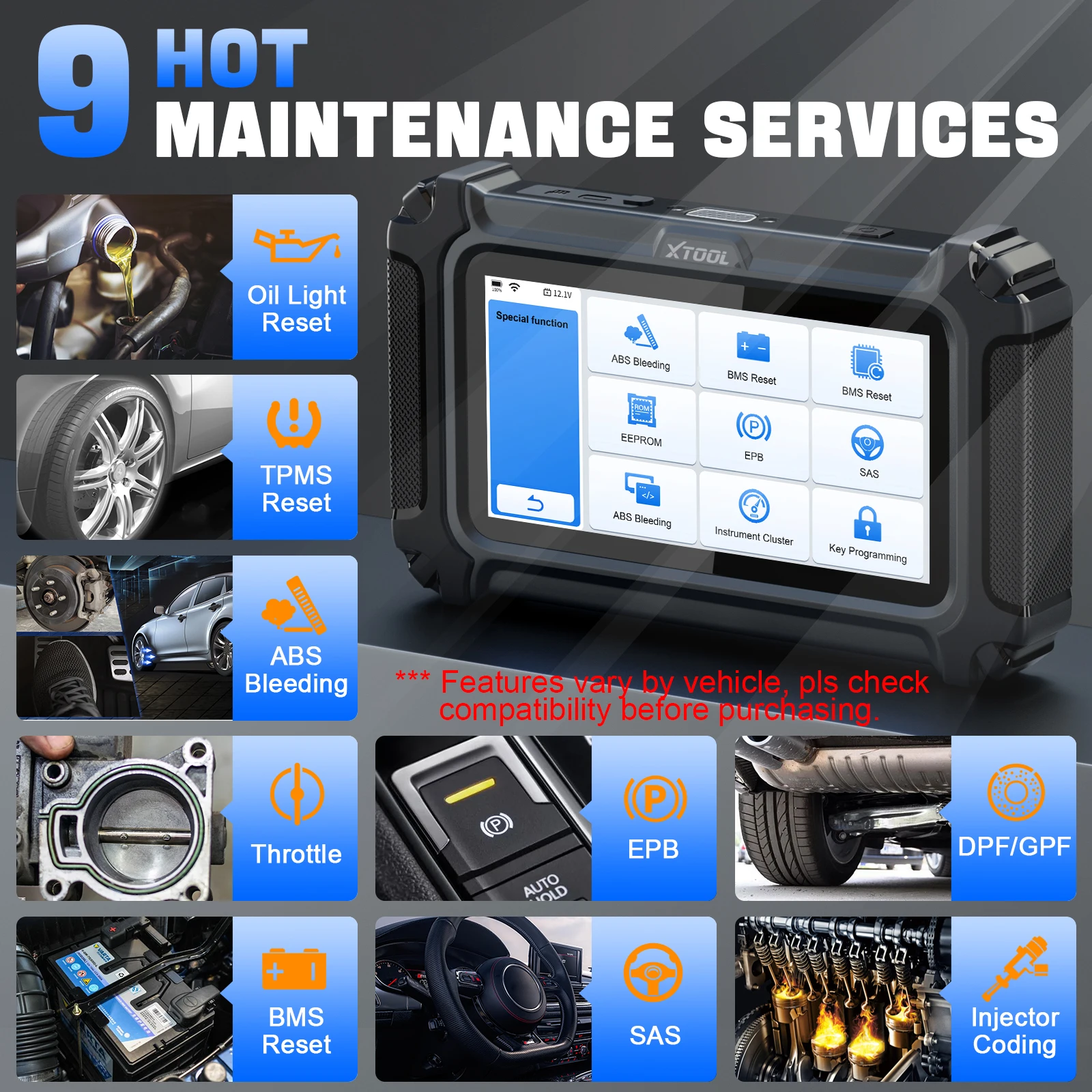  D5 Car Diagnostic Tool OBD2 Scanner PCM/TCM/ABS/SRS/EPB 5 Systems OBD2 Code Reader 9 Reset CAN FD FCA Engine Test Scanner