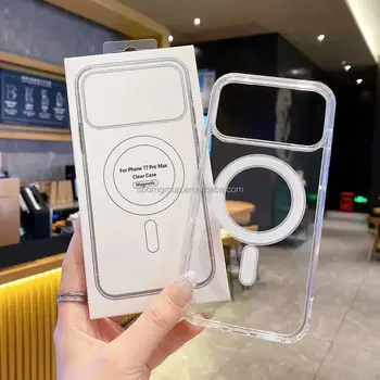 Factory Wholesale Transparent Clear Magnet Phone Case for iPhone 17 16 15 Pro Max Shockproof Cover Safe for iPhone 17 Air