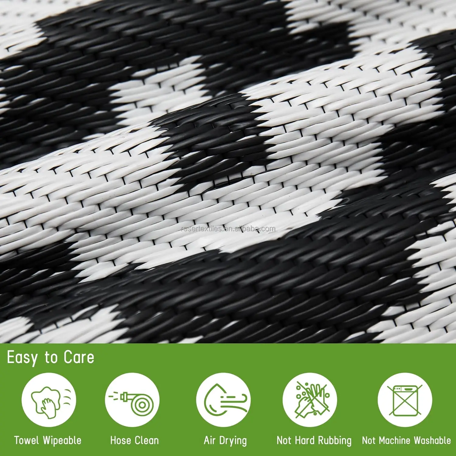 Waterproof Foldable Reversible Patio Area Rug for Outdoor RV UV Resistant Eco-Friendly Portable Plastic Mat for Picnic Deck
