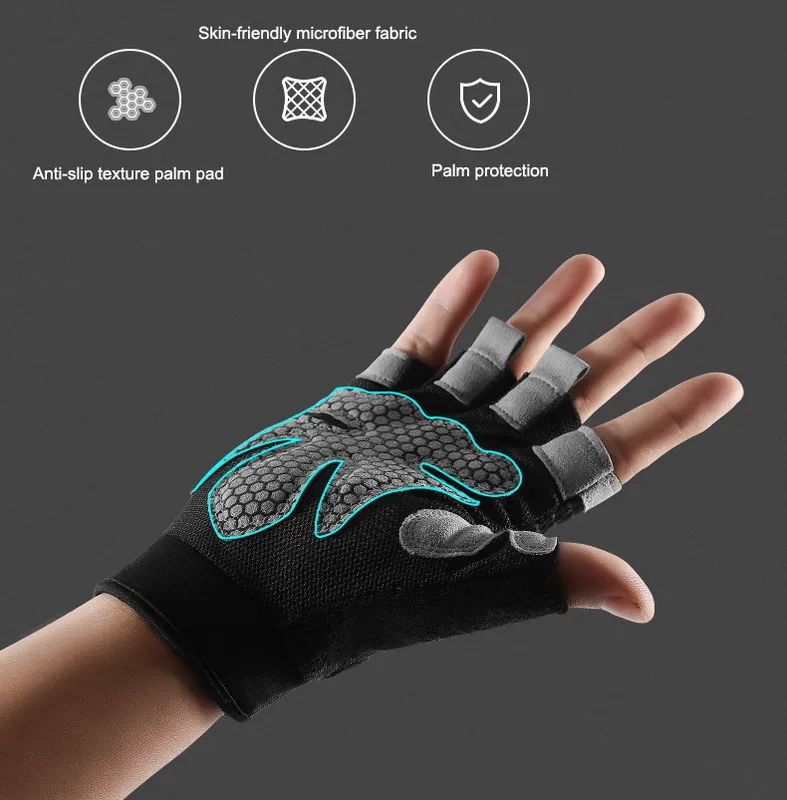 
 Спортивные перчатки с открытыми пальцами, тонкие спортивные Нескользящие митенки с поглощением пота для тренировок и горизонтальных поездок  
