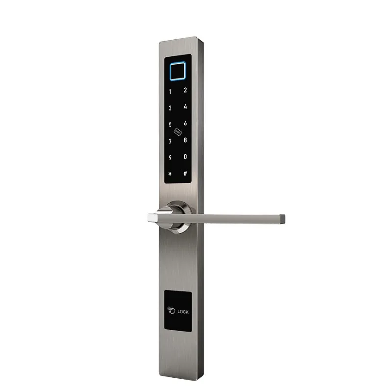 Slim Aluminium APP Smart Lock Broken Bridge Wifi Remote Unlock Fingerprint Electric Smart for Sliding Glass Door Lock with Hook