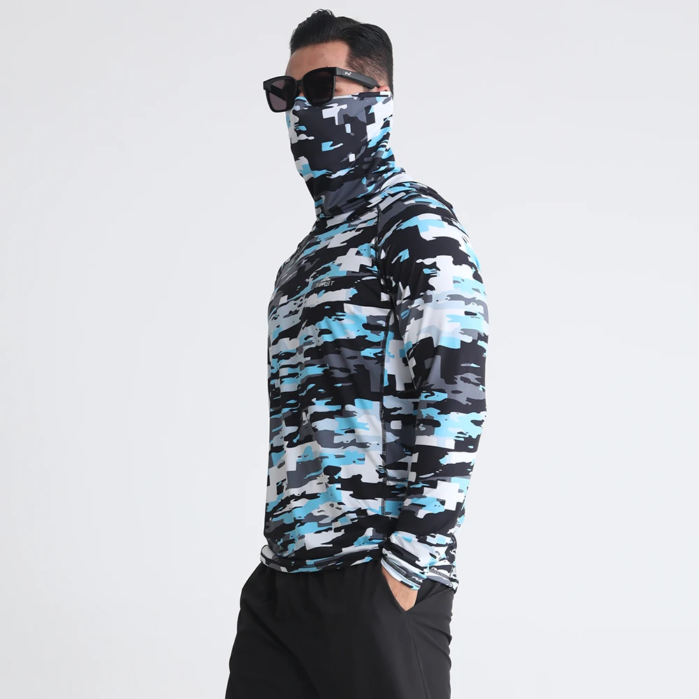 Wholesale Camo long sleeve fishing shirts with hoodsublimated fishing shirts Marsh wear fishing shirt