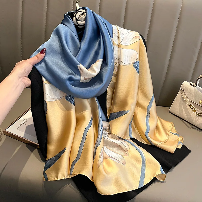 Designer New Model Fashion Print Long Square Scarf Silk Hairscarf Head  Scarves Handbag Scarf - China Designer Silk Scarf and Warm Designer Scarf  price