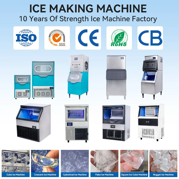 Ice Maker Automated R32 Factory Commercial Stainless Steel Ice Maker Automatic Operation Fast ...