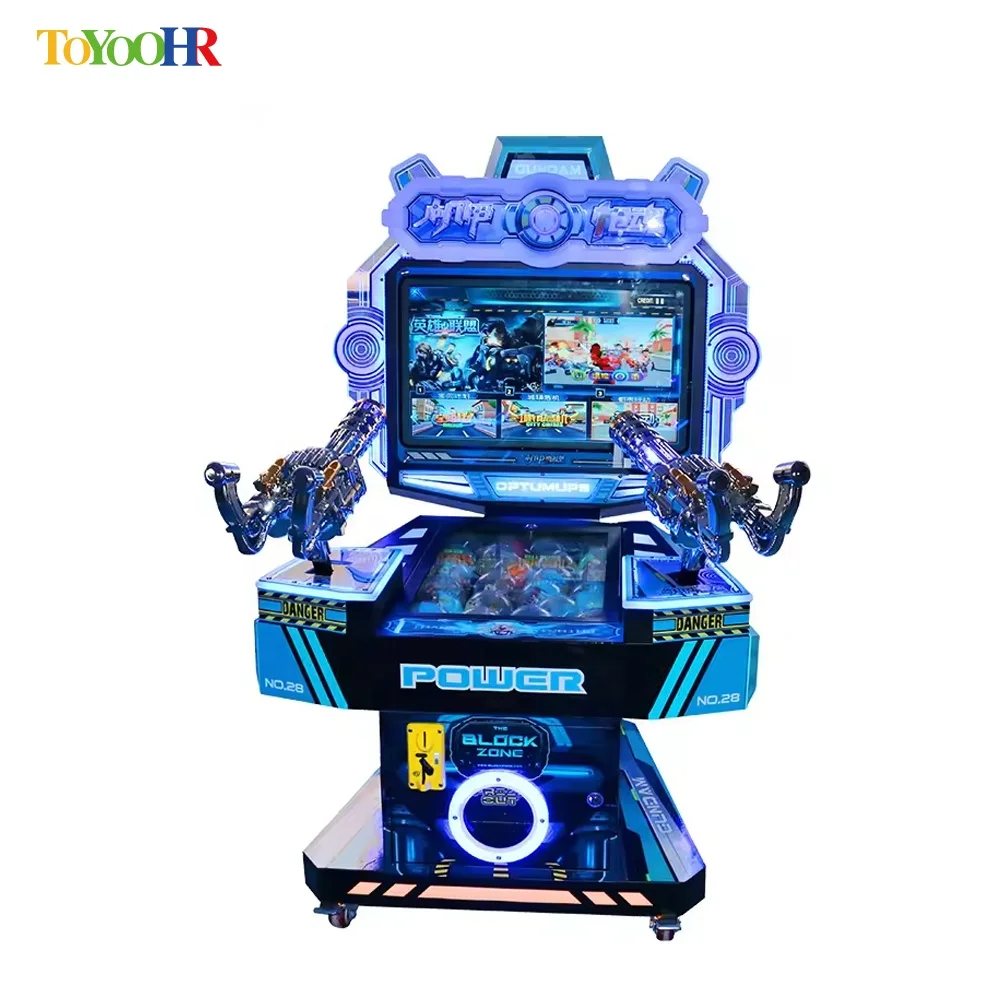人気沸騰中！2人用屋内エンターテイメントインタラクティブアーケードコイン式ガンシューティングゲーム機、27種類のシューティングゲーム搭載