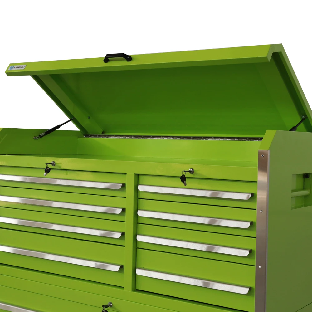 Double Layer Heavy Duty 4 Wheel Tool Cabinet with Handles supplier