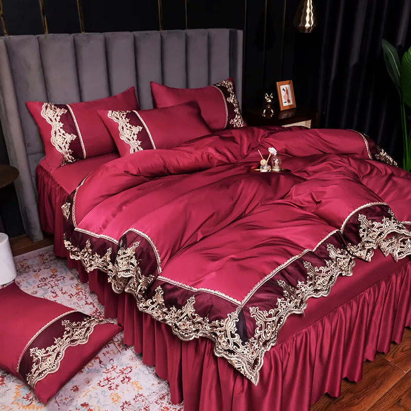 King Size Comforter Set Luxury Embroidery Bed Bedding Sheet Sets