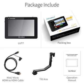 FEELWORLD LUT7 On-Camera Monitor 7" 1920X1200 IPS | VectorScope/Histogram Support - OEM Manufacturer for Bulk Customization product image