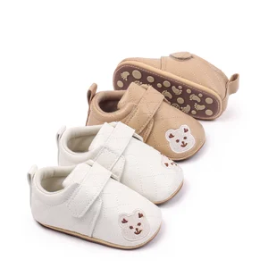 Cute Bear Design Soft PU Leather Toddler Baby Newborn Boys Shoes