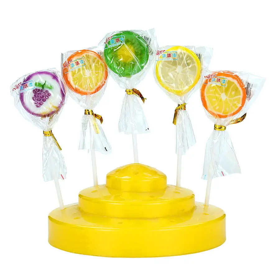 Halal Factory Price Assorted Fruit Sweet Slice Lollipop Hard  Candy Manufacturer