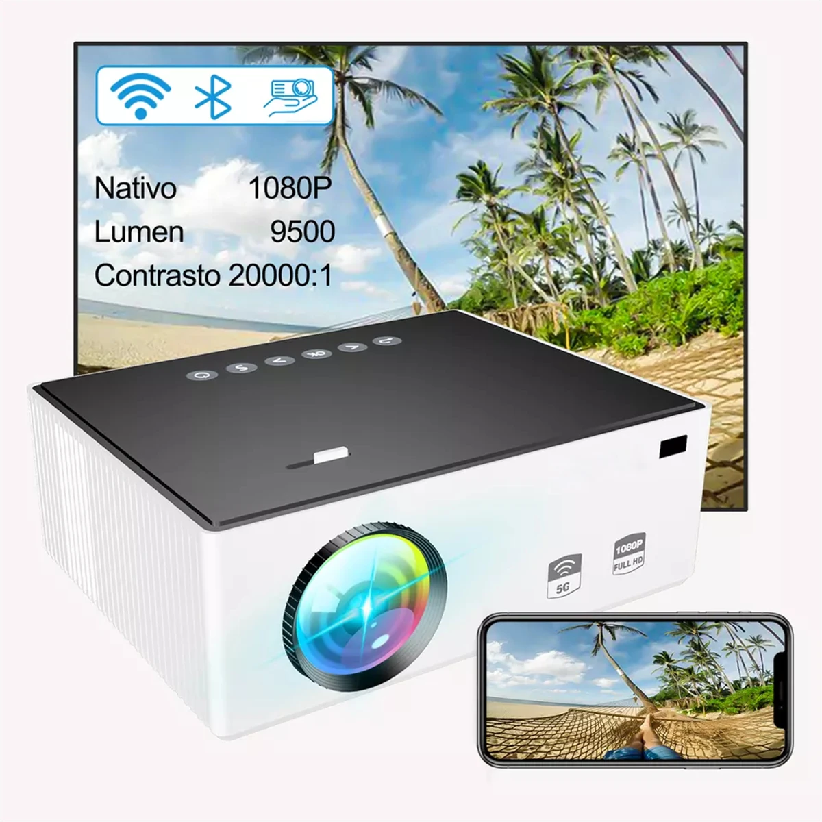 Mini Portable Projector Video Projector Screen Mirroring Hd Led Video
