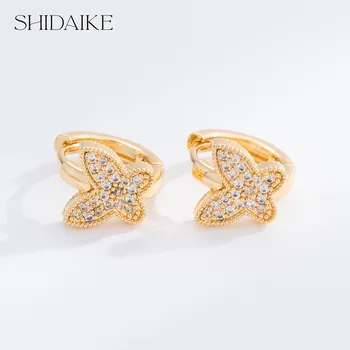 18K Gold Plated Brass Zircon Stones Heart Clip-On Earrings Trendy Boutique Fashion Party Jewelry Factory Wholesale