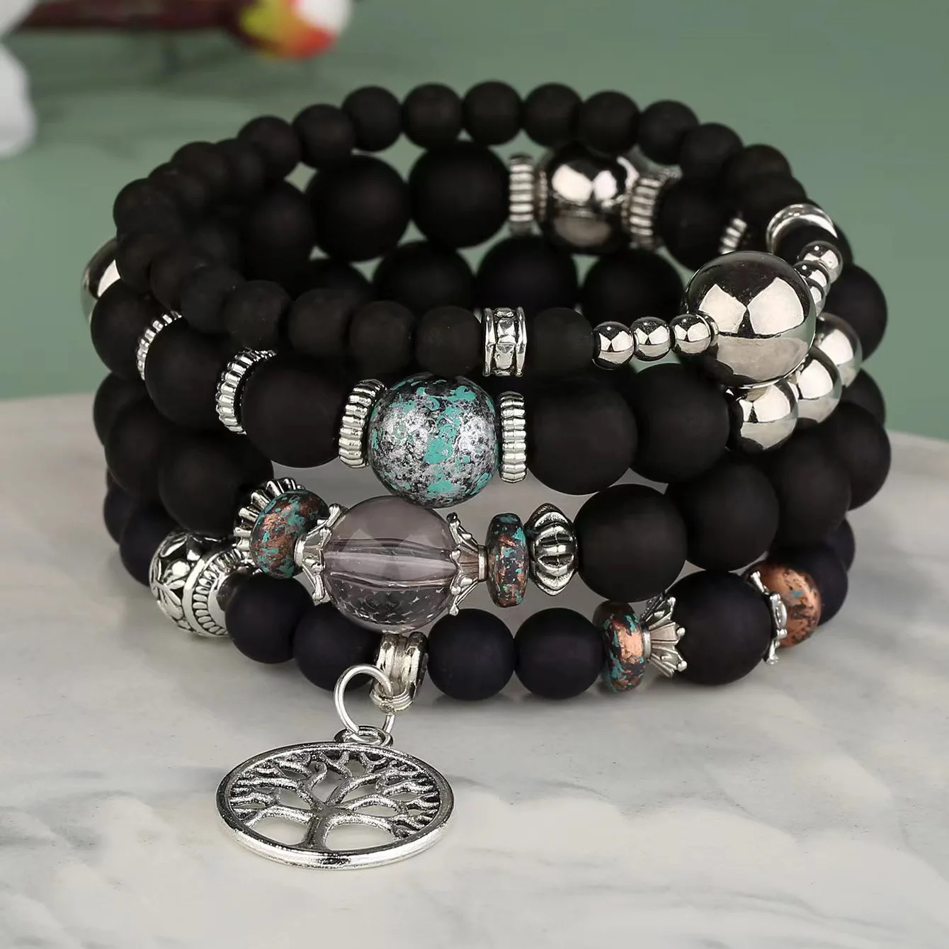 Wholesale Color Bling Chain Stackable Bracelets With Charms Tree Of