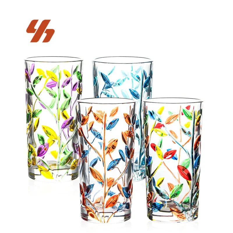 Colorful Leaf-Pattern Highball Glass, Alibaba Product ID 1601393133492