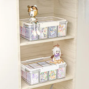 Large Capacity Card Storage Box Transparent Desktop Organiser Divider Ultraman Yu-Gi-Oh Theme Plastic Box